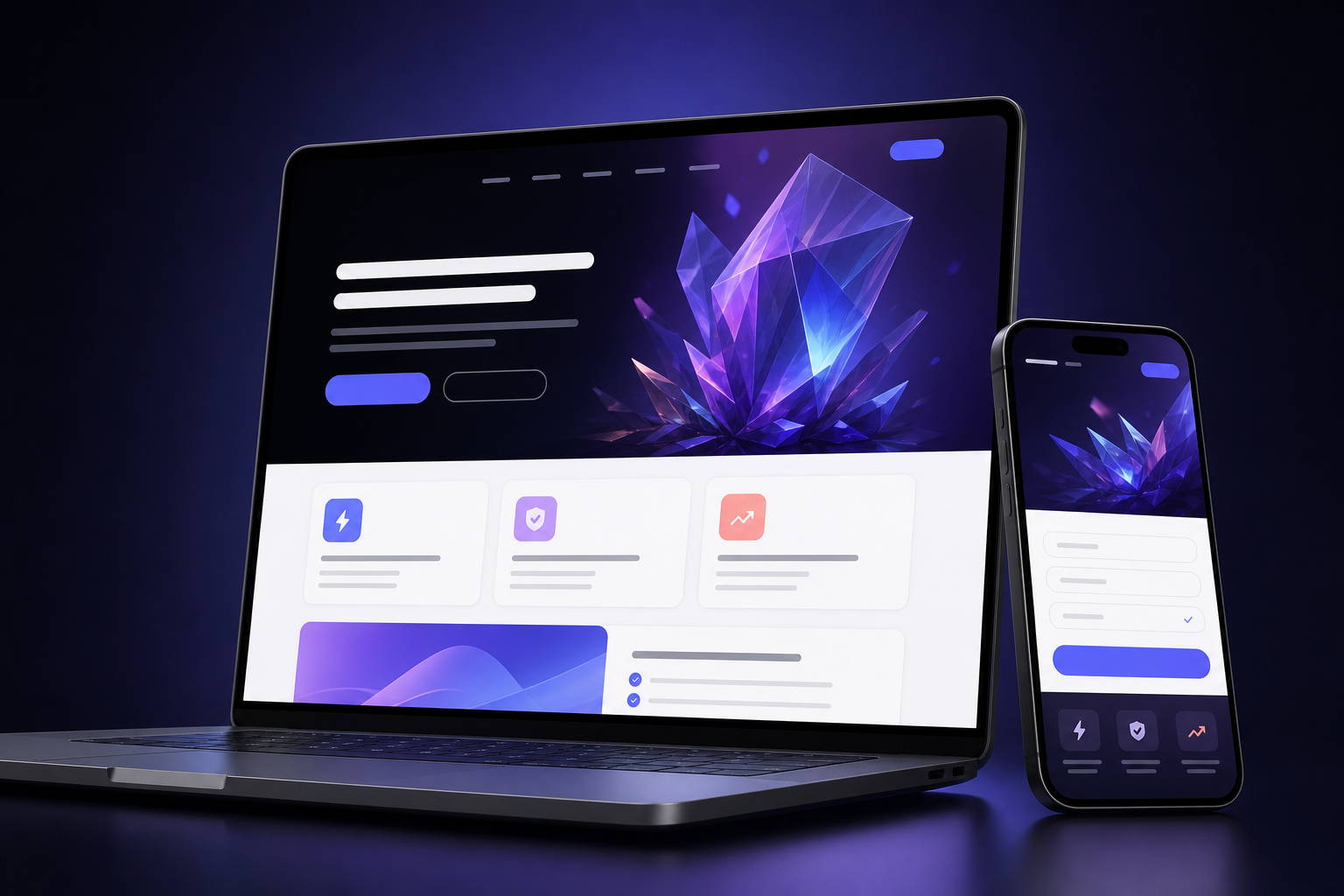 Campaign landing page shown on a laptop and phone